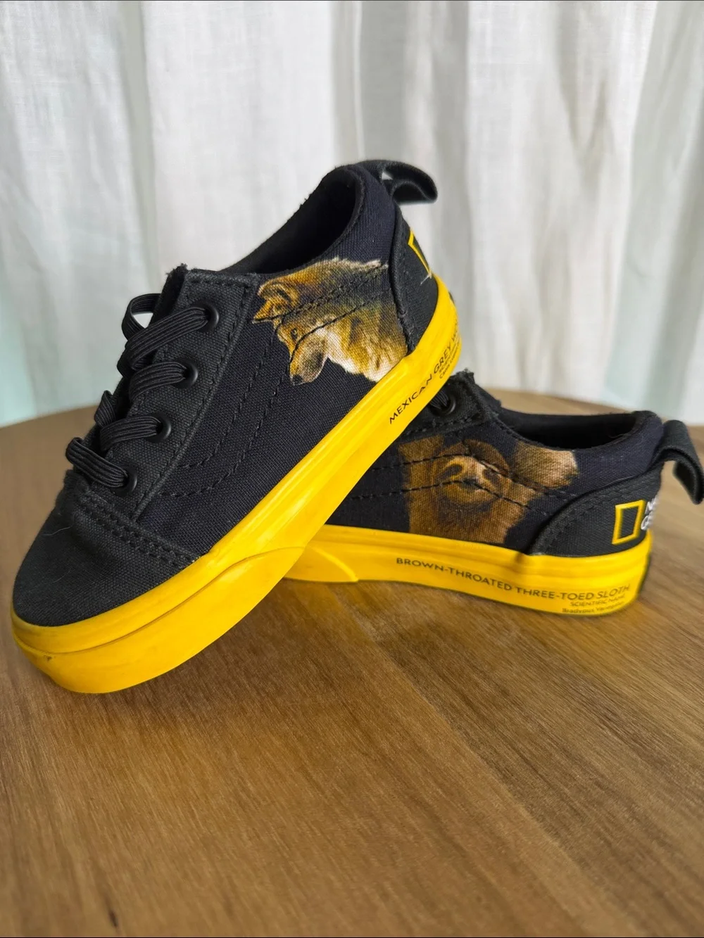 Vans National Geographic Kids Black and Yellow Wildlife Canvas Sneakers
